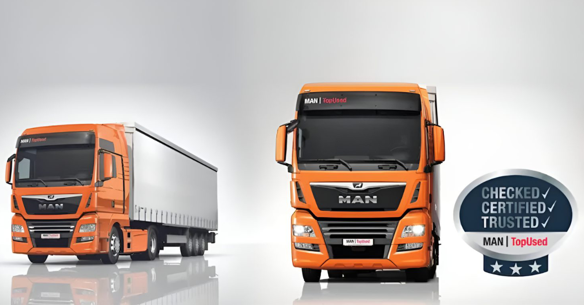 UTD Motor MAN top used trucks banner image displaying a lineup of MAN commercial trucks, emphasizing reliability and strength in used heavy-duty vehicles for transportation and logistics