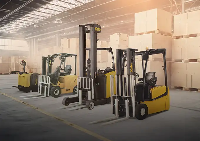 Yale electric forklifts and pallet trucks for efficient material handling and inventory management in UAE logistics. Quality warehouse solutions from UMHE.