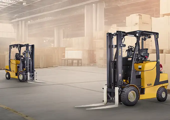 Efficient Yale Electric Forklift for warehouse logistics and stacking. Reliable material handling equipment available in the UAE via UMHE.